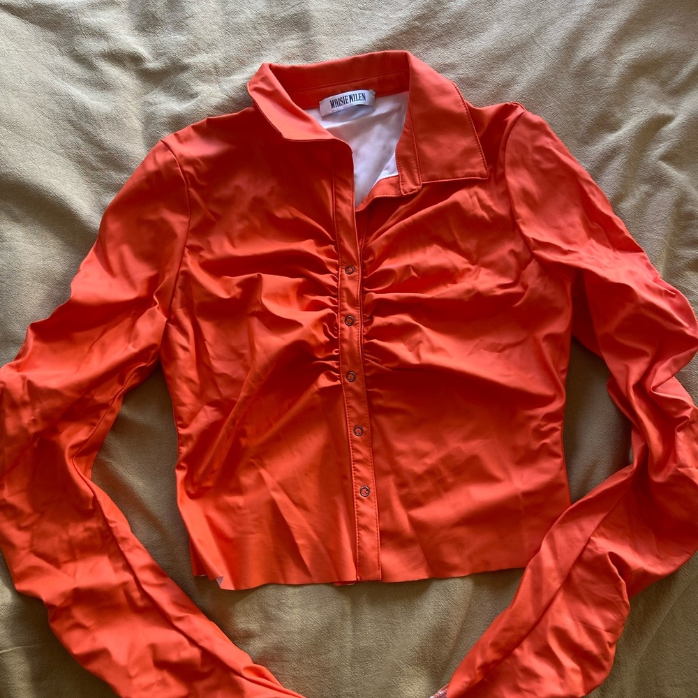 Maisie Wilen Orange Ruched Women's Top
